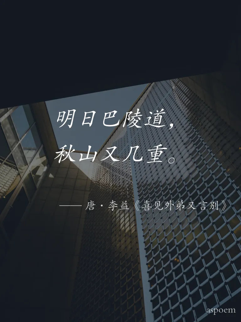 《喜見外弟又言別》 | 诗词摘抄片段
